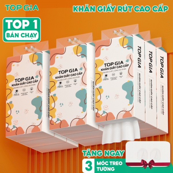 Set Tisu Tandas Gantung Top Gia 4 Lapis, 1280 Helai (6 Pek Pelbagai Warna)